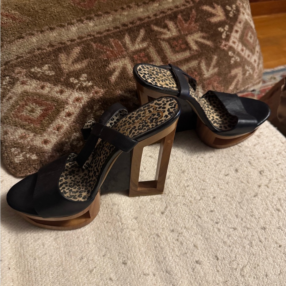 Jessica Simpson block heels, black leather sandals